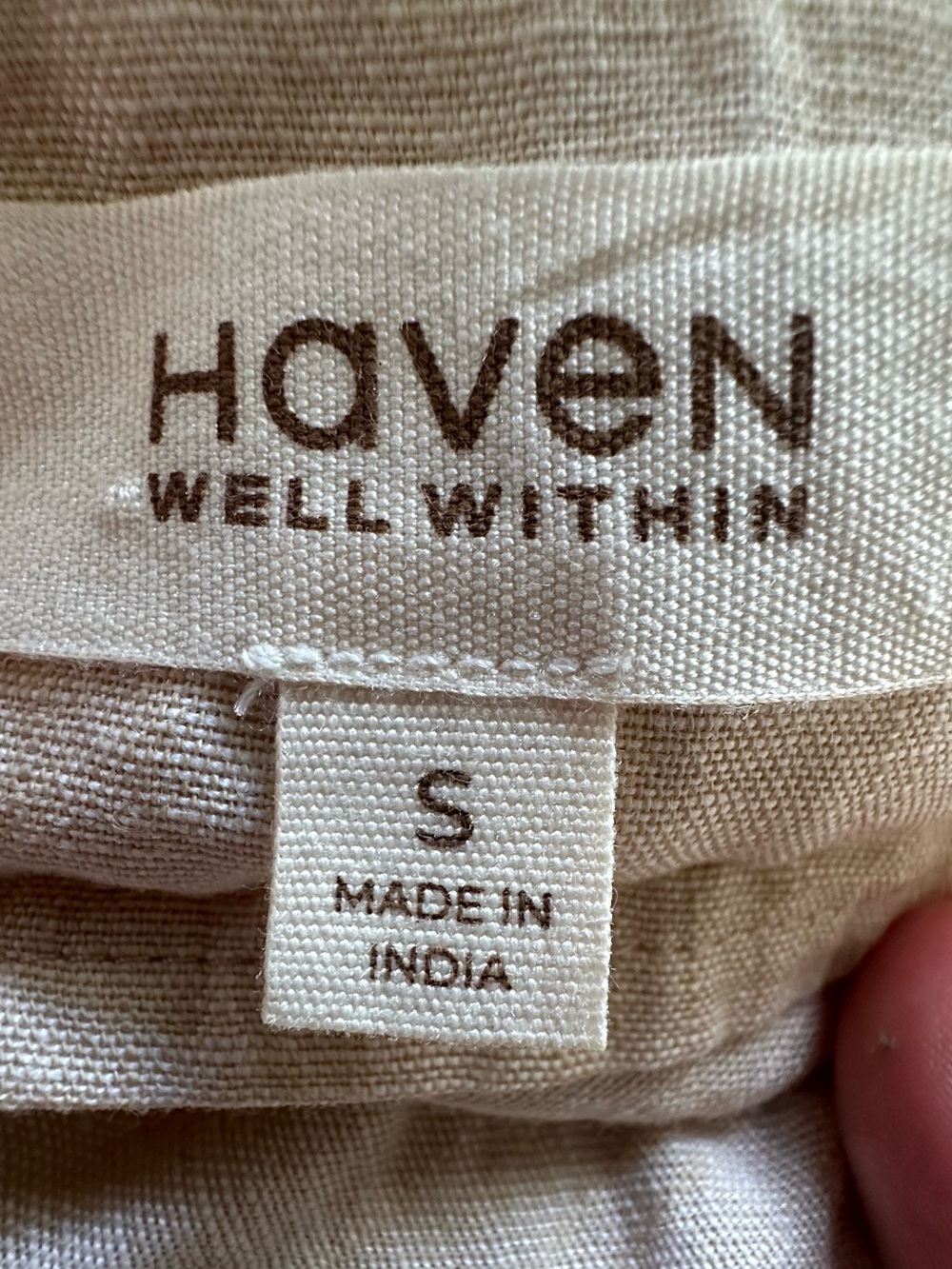 Haven Well Within Linen Organic Cotton Wrap Midi Skirt Pockets Natural Beige S - Picture 11 of 11